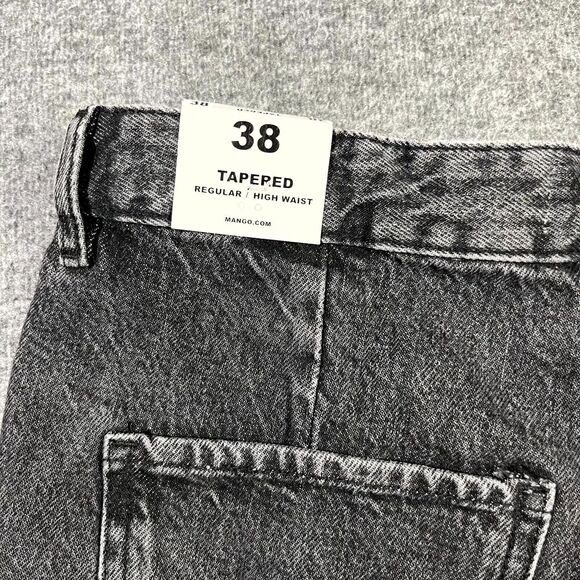 MNG Mango High Waist Tapered Fit Jeans Black Womens Size USA 6 EUR 38 (30x30) - Picture 12 of 15